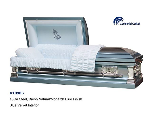 Blue Pray Hands casket