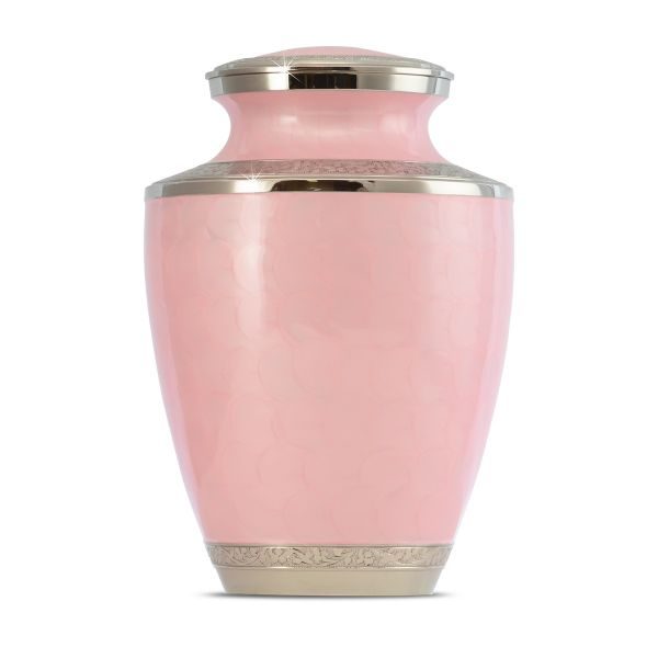 Pink Floral brass urn